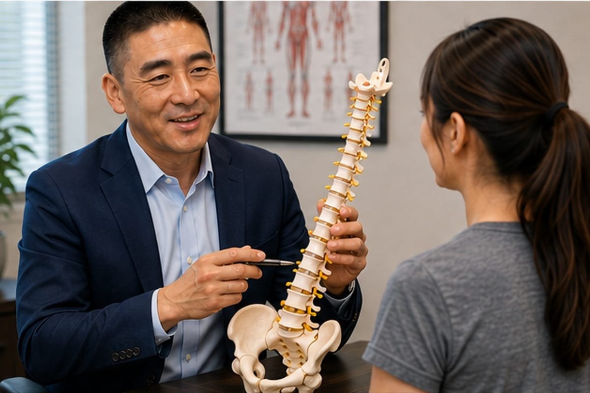 Dr. Cliff Ikeda D.C. providing joint mobility evaluation at Ikeda Chiropractic in Torrance CA